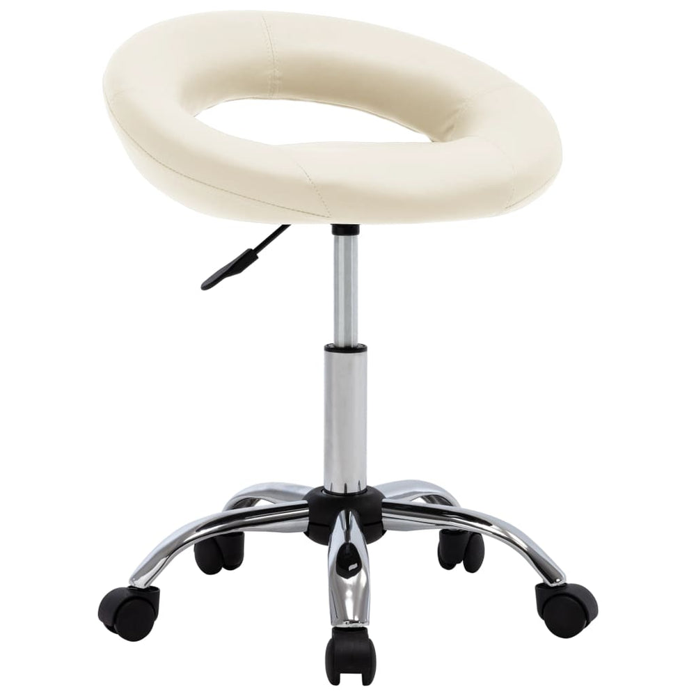 vidaXL Swivel Shop Stool Cream Artificial Leather