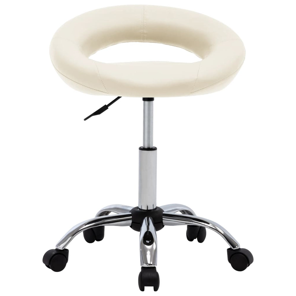 vidaXL Swivel Shop Stool Cream Artificial Leather