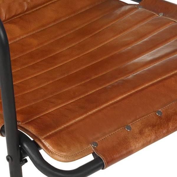 vidaXL Recliner with Footrest Brown Real Leather