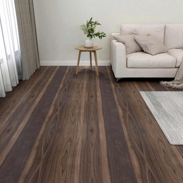 Dunkelbraune PVC Bodenplatten, 55 Stk. (5,11 m²)