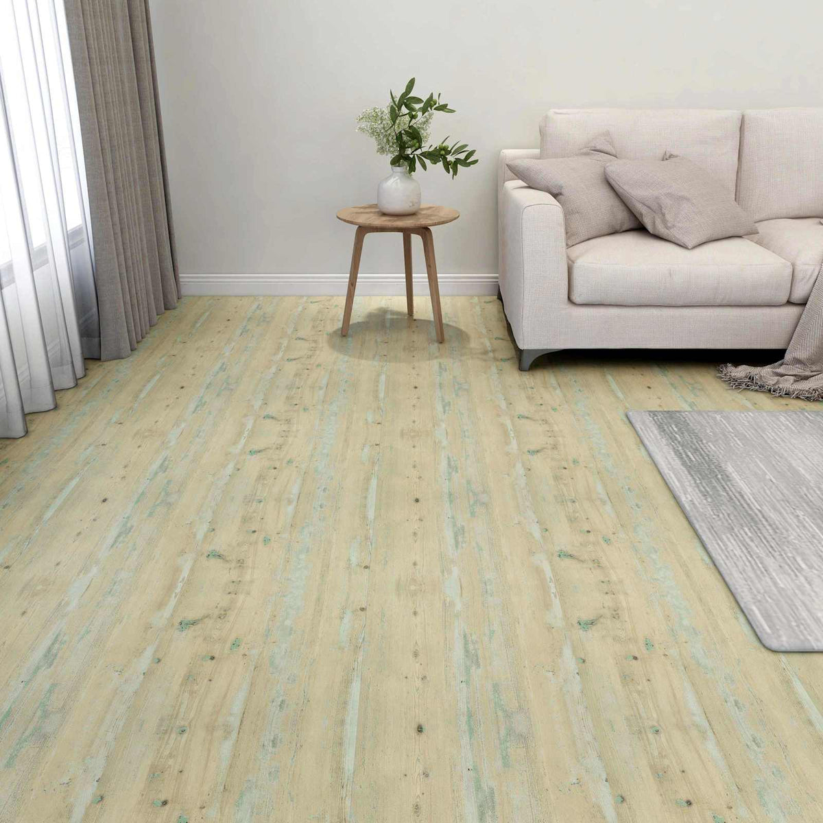 vidaXL Flooring Planks 5.11 m² 55 pcs PVC White and Light Brown