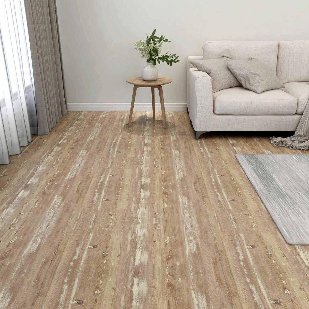 vidaXL Flooring Planks 5.11 m² 55 pcs PVC Cream and Light Brown