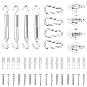vidaXL 12-Piece Sun Shade Sail Accessory Set Stainless Steel