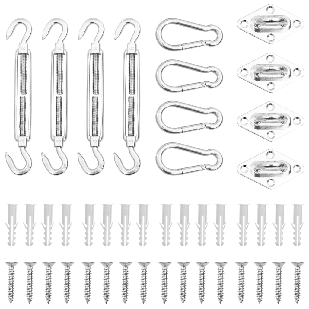 vidaXL 12-Piece Sun Shade Sail Accessory Set Stainless Steel