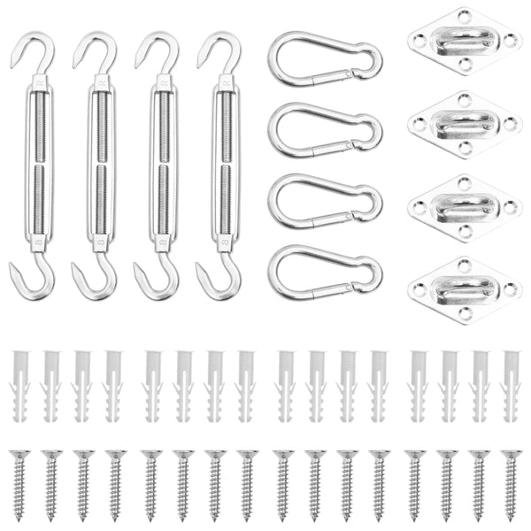 vidaXL 12-Piece Sun Shade Sail Accessory Set Stainless Steel