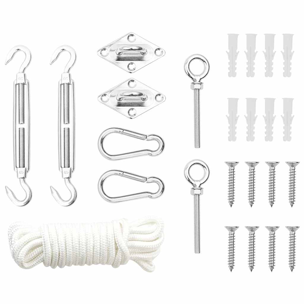 vidaXL 9-piece Sun Shade Sail Accessory Set Stainless Steel