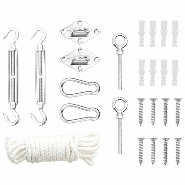 vidaXL 9-piece Sun Shade Sail Accessory Set Stainless Steel