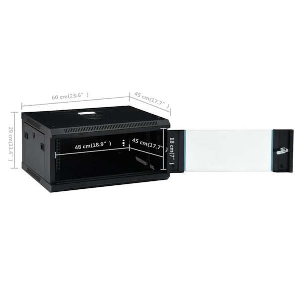 vidaXL 4U Network Cabinet Wall Mount 19" IP20 600x450x285 mm