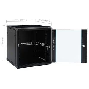 vidaXL 12U Wall-Mounted Network Cabinet 19" IP20 600x600x640 mm