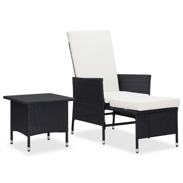 vidaXL 2-Piece Garden Lounge Set with Cushions Poly Rattan Black