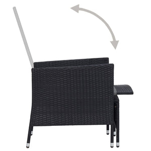 vidaXL 2-Piece Garden Lounge Set with Cushions Poly Rattan Black