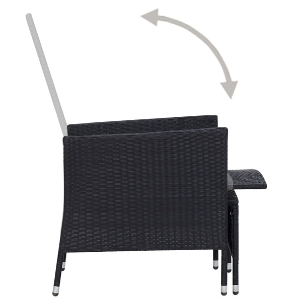 vidaXL 2-Piece Garden Lounge Set with Cushions Poly Rattan Black