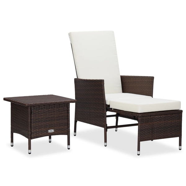 vidaXL 2-Piece Garden Lounge Set with Cushions Poly Rattan Brown