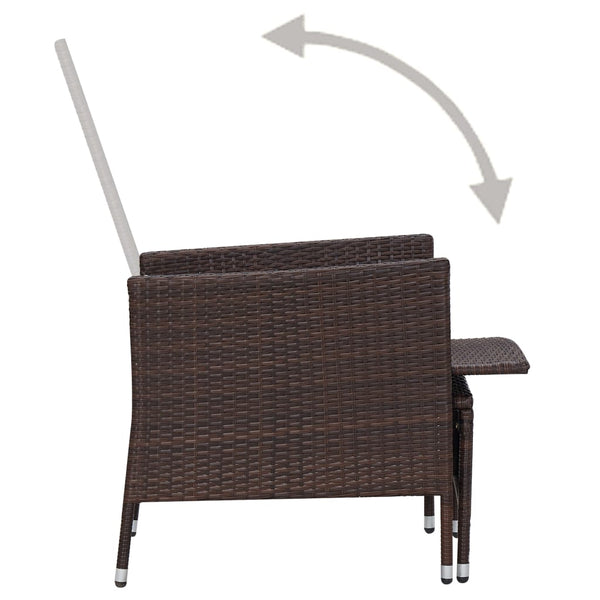 vidaXL 2-Piece Garden Lounge Set with Cushions Poly Rattan Brown