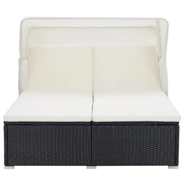 vidaXL 2-Personen Sun Lounger with Cushion Poly Rattan Black