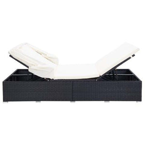 vidaXL 2-Personen Sun Lounger with Cushion Poly Rattan Black