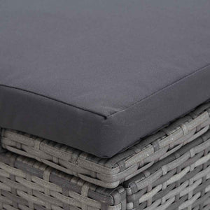 vidaXL 2-Person Sun Lounger with Cushion Poly Rattan Grey