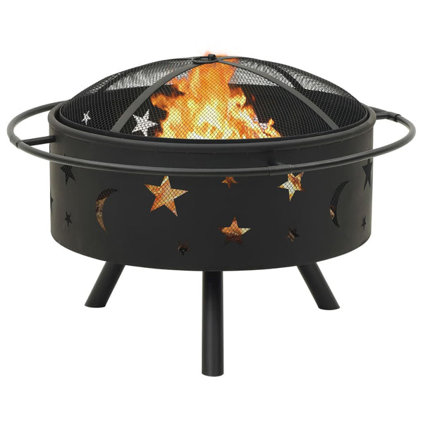 Feuerstelle mit Schürhaken 76 cm XXL Stahl