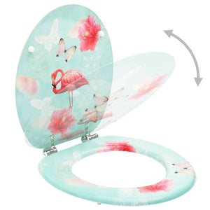 vidaXL Toilet Seats with Lid 2 pcs. MDF Flamingo Design