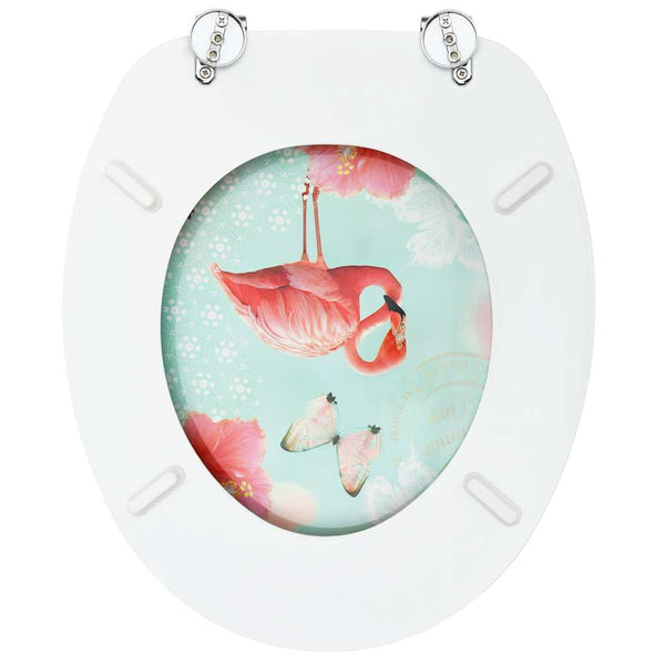 vidaXL Toilet Seats with Lid 2 pcs. MDF Flamingo Design