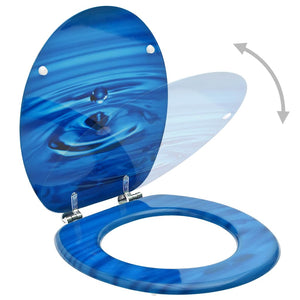 vidaXL Toilet Seats with Lid 2 pcs MDF Blue Waterdrop Design
