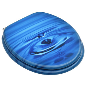 vidaXL Toilet Seats with Lid 2 pcs MDF Blue Waterdrop Design