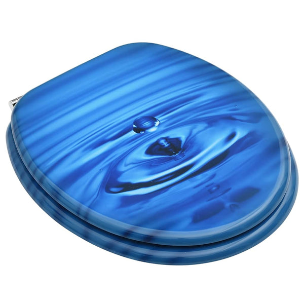 vidaXL Toilet Seats with Lid 2 pcs MDF Blue Waterdrop Design