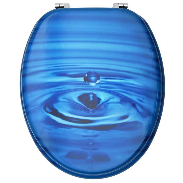 vidaXL Toilet Seats with Lid 2 pcs MDF Blue Waterdrop Design
