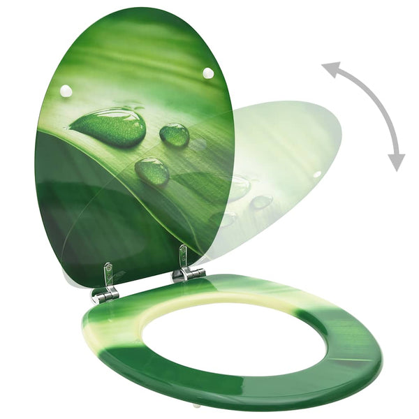 vidaXL Toilet Seats with Lid 2 pcs MDF Green Waterdrop Design