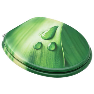 vidaXL Toilet Seats with Lid 2 pcs MDF Green Waterdrop Design