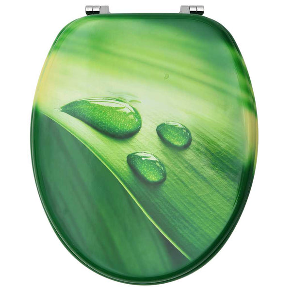 vidaXL Toilet Seats with Lid 2 pcs MDF Green Waterdrop Design