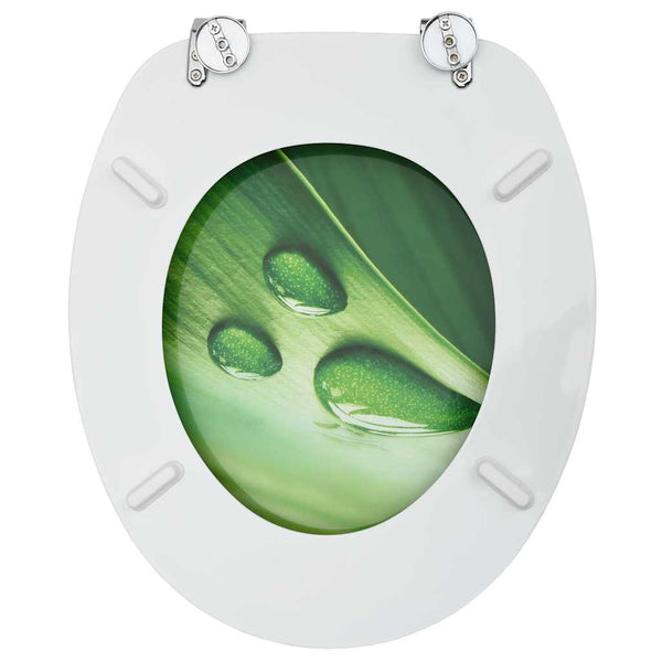 vidaXL Toilet Seats with Lid 2 pcs MDF Green Waterdrop Design