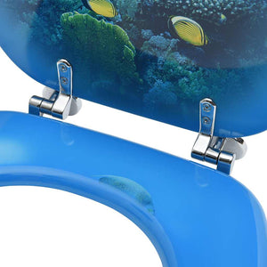 vidaXL Toilet Seats with Lids 2 pcs MDF Deep Sea Design