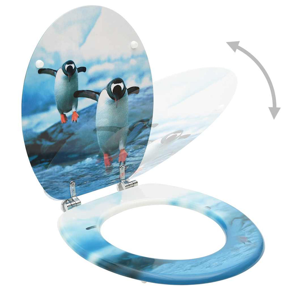 vidaXL Toilet Seats with Lids 2 pcs. MDF Penguin Design