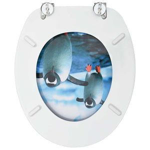 vidaXL Toilet Seats with Lids 2 pcs. MDF Penguin Design