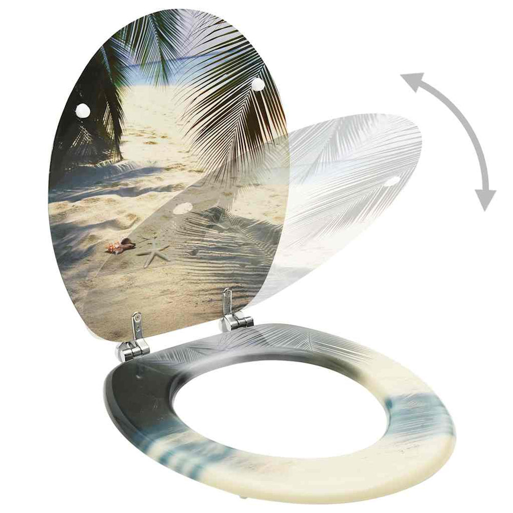 vidaXL Toilet Seats with Lid 2 pcs. MDF Beach Design