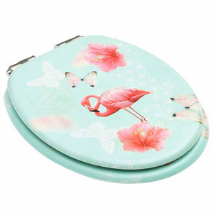 vidaXL Toilet Seats Soft Close Lid 2 pcs. MDF Flamingo Design