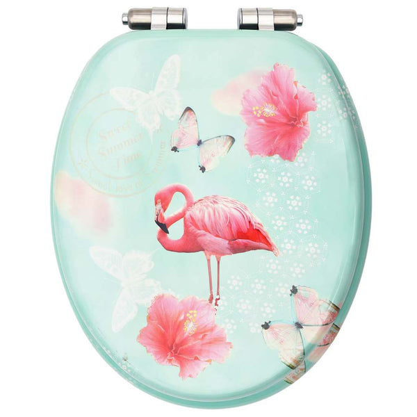 vidaXL Toilet Seats Soft Close Lid 2 pcs. MDF Flamingo Design