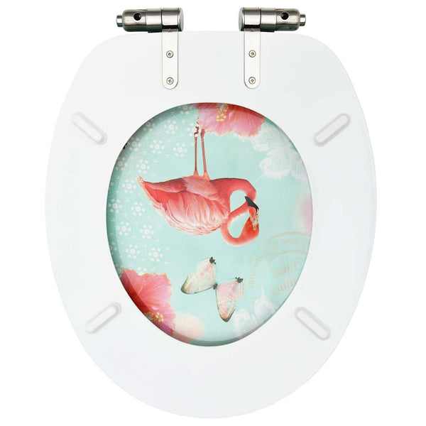 vidaXL Toilet Seats Soft Close Lid 2 pcs. MDF Flamingo Design