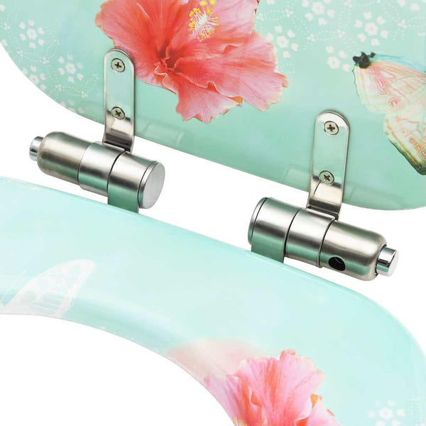 vidaXL Toilet Seats Soft Close Lid 2 pcs. MDF Flamingo Design