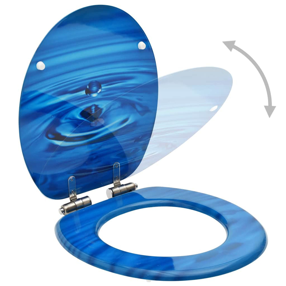 vidaXL Toilet Seats Soft Close Lid 2 pcs. MDF Blue Water Drop