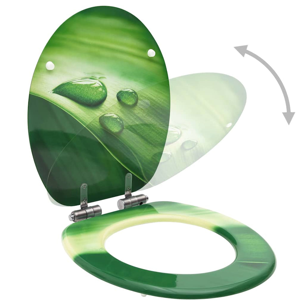 vidaXL Toilet Seats Soft-Close Lid 2 pcs MDF Green Waterdrop