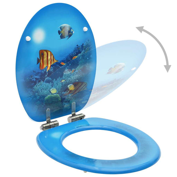 vidaXL Toilet Seats with Soft-Close Lid 2 pcs. MDF Deep Sea Design