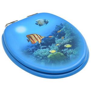 vidaXL Toilet Seats with Soft-Close Lid 2 pcs. MDF Deep Sea Design