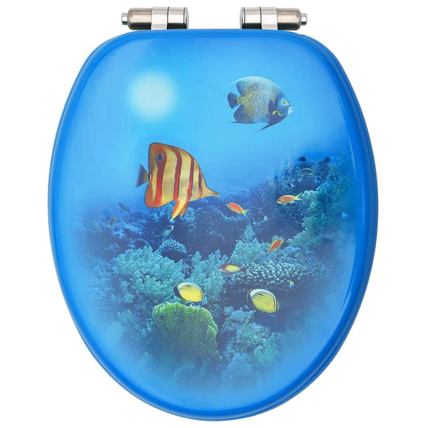 vidaXL Toilet Seats with Soft-Close Lid 2 pcs. MDF Deep Sea Design