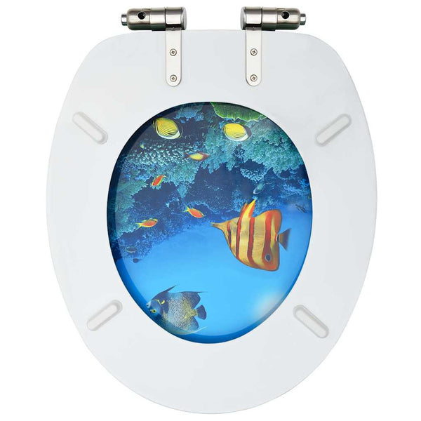 vidaXL Toilet Seats with Soft-Close Lid 2 pcs. MDF Deep Sea Design