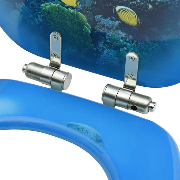 vidaXL Toilet Seats with Soft-Close Lid 2 pcs. MDF Deep Sea Design