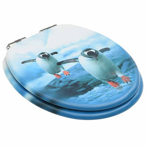 vidaXL Toilet Seats with Soft-Close Lid 2 pcs. MDF Penguin Design