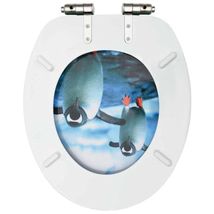vidaXL Toilet Seats with Soft-Close Lid 2 pcs. MDF Penguin Design