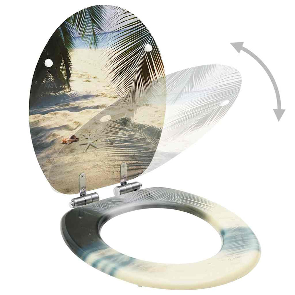 vidaXL Toilet Seats with Soft Close Lid 2 pcs. MDF Beach Design
